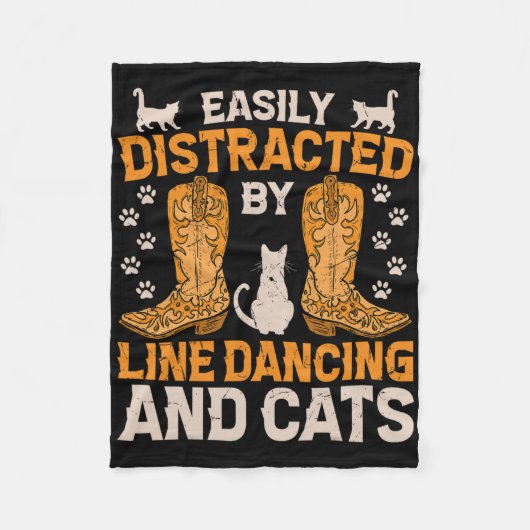 Leicht ablenkbar durch Line Dancing und Katzen Fleecedecke (Vorderseite)