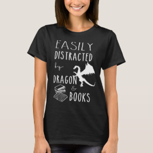leicht ablenkbar durch Nerd von Drachen und Bücher T-Shirt