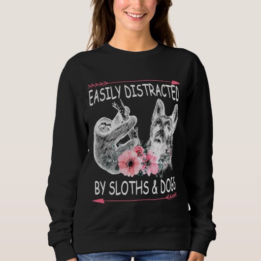 Leicht ablenkbare Hunde Blume Sweatshirt (Vorderseite)