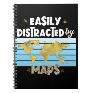 Leicht ablenkbare Karte Geografie Liebhaber der Ka Notizblock