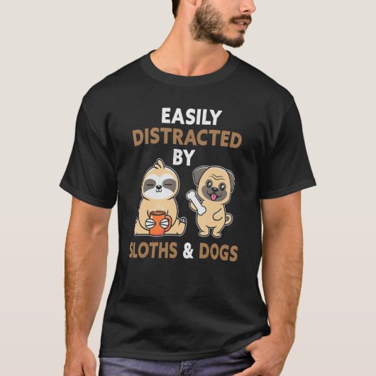 Leicht abseits von Hunden und Hunden Funny Sloth L T-Shirt (Vorderseite)