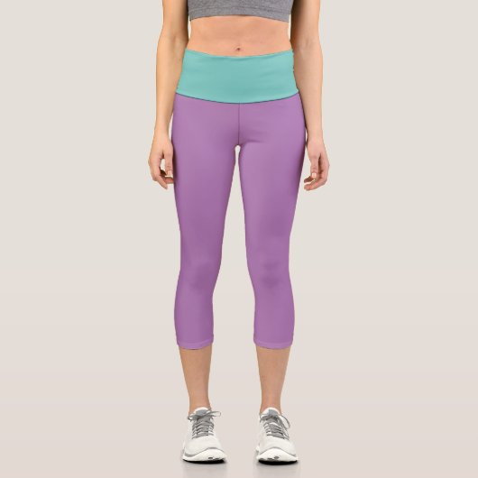 Leicht Aquamarin + Lavendel Capri Leggings (Vorderseite)