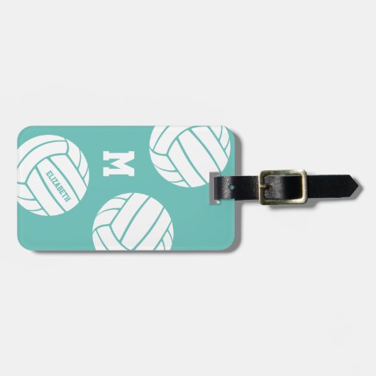 leicht aquamarin oder mit Monogramm Volleyballfarb Gepäckanhänger (Vorderseite horizontal)
