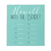 Leicht Aquamarin, wie alt das Bride-Spiel war Notizblock (Vorderseite)