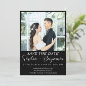 leicht bearbeitbare, moderne Fotocollage Save the  Einladung (Stehend Vorderseite)