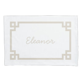 Leicht beige griechischer Schlüsselmonogramm-Stand Kissenbezug