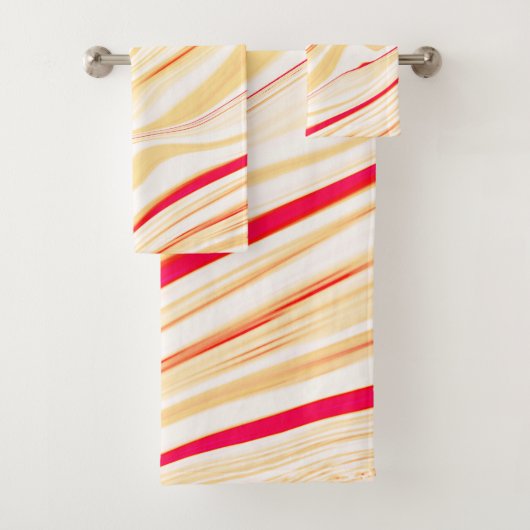 Leicht, beige, rote, rosa Kurve Badhandtuch Set (Insitu)