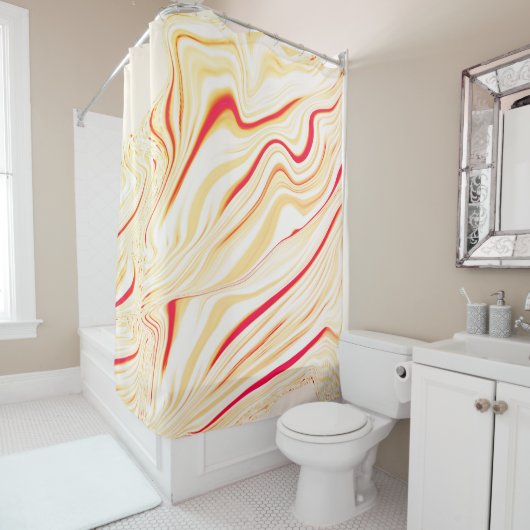 Leicht, beige, rote, rosa Kurve Duschvorhang (Beispiel)