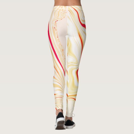 Leicht, beige, rote, rosa Kurve Leggings (Rückseite)