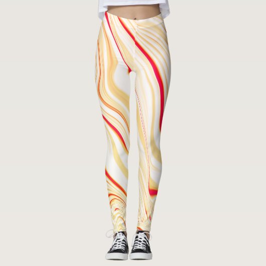 Leicht, beige, rote, rosa Kurve Leggings (Vorderseite)