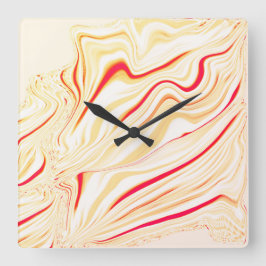 Leicht, beige, rote, rosa Kurve Quadratische Wanduhr