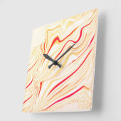 Leicht, beige, rote, rosa Kurve Quadratische Wanduhr (Winkel)