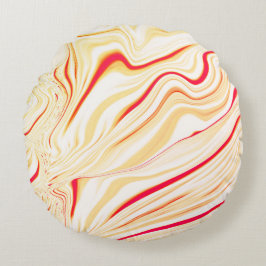Leicht, beige, rote, rosa Kurve Rundes Kissen
