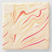 Leicht, beige, rote, rosa Kurve Steinuntersetzer (Vorderseite)