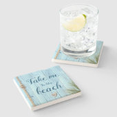 Leicht blaue Küste Rustikales Holz bringt mich an  Steinuntersetzer (Seitenansicht)