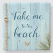 Leicht blaue Küste Rustikales Holz bringt mich an  Steinuntersetzer (Vorderseite)