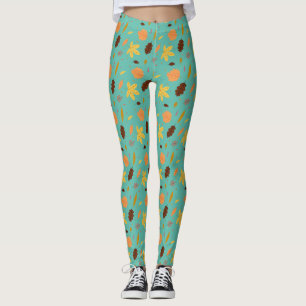 Leicht blaues Leaf Print Leggings - weich, stilvol