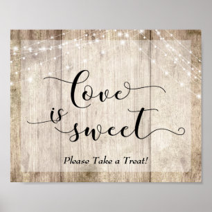 Leicht braunes Holz & Lights Liebe ist Sweet Desse Poster