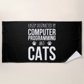 Leicht durch Computerprogrammierung und Katzen abg Strandtuch (Vorderseite)