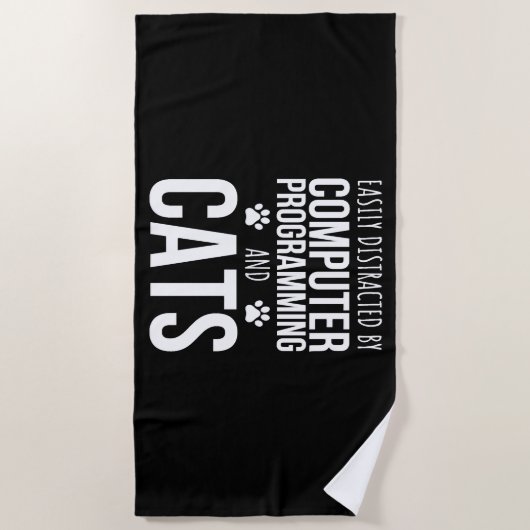 Leicht durch Computerprogrammierung und Katzen abg Strandtuch (Vorderseite)