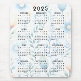 Leicht florales Design 2025 Kalender Mousepad