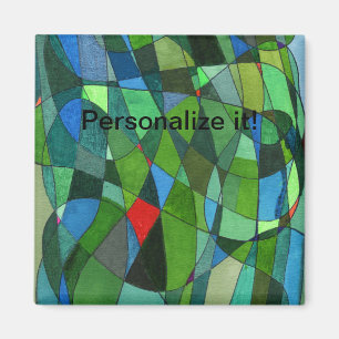 Leicht gebogene Formen in den coolen Grüntönen u Magnet