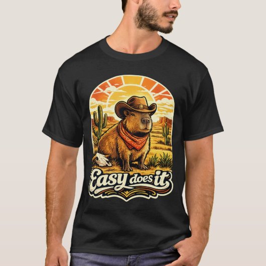 Leicht Geht's Cowboy Capybara Wüste T-Shirt (Vorderseite)