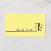 Leicht gelb weiß Einfach mit Monogramm und Foto Visitenkarte (Vorderseite)