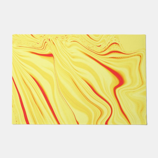 Leicht gelbe Stoffe, rötliche Kurve Fußmatte (Vorderseite)