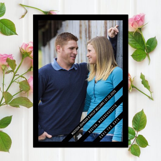 Leicht geschliffenes Foto Save the Date | Schwarz