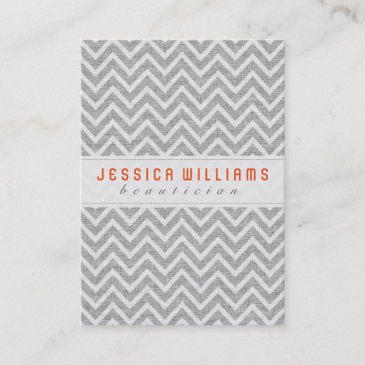 Leicht graue Zickzack Muster Imitate Linen Textur Visitenkarte (Vorderseite)