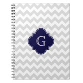 Leicht graue Zickzack Navy Quatrefolienmonogramm Notizblock (Vorderseite)