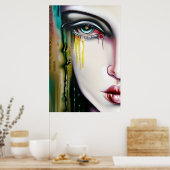 Leicht gruselige, aber schöne Frau mit Tränen Poster (Küche)