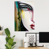 Leicht gruselige, aber schöne Frau mit Tränen Poster (Heimbüro)