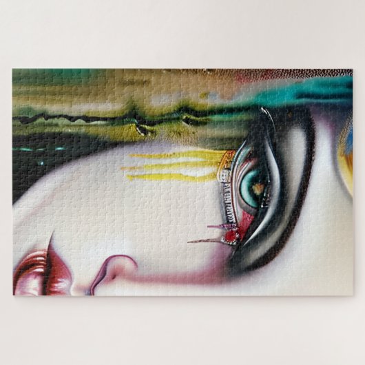 Leicht gruselige, aber schöne Frau mit Tränen Puzzle (Horizontal)