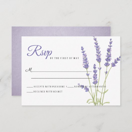 Leicht Lila Lavendel-Blume Hochzeit RSVP (Vorne/Hinten)