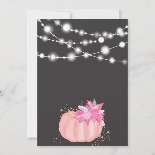 Leicht rosa Blumenkürbis Party Einladung (Rückseite)