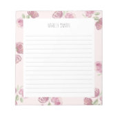 Leicht rosa, florlinierte Notepad Notizblock (Vorderseite)