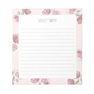 Leicht rosa, florlinierte Notepad Notizblock