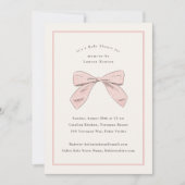 Leicht rosa Kariert Bow Elegante Girl Baby Dusche Einladung (Vorderseite)