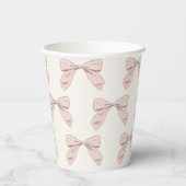 Leicht rosa Kariert Bow Elegante Girl Baby Dusche Pappbecher (Rückseite)