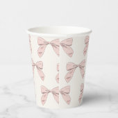 Leicht rosa Kariert Bow Elegante Girl Baby Dusche Pappbecher (Rechts)