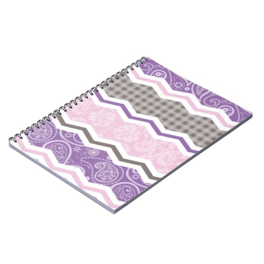 Leicht rosa, Lila und Taupe Country Patterns Notizblock (Linke Seite)