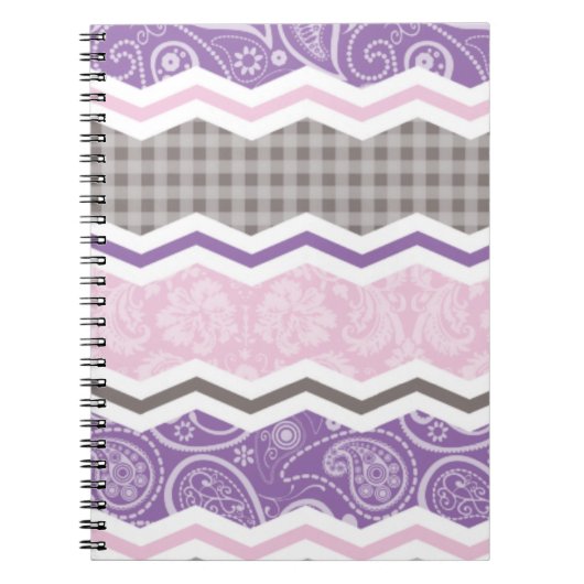 Leicht rosa, Lila und Taupe Country Patterns Notizblock (Vorderseite)