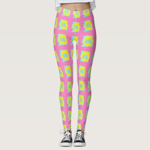 Leicht rosa mit Zitronen und blauen Sportdamen nie Leggings