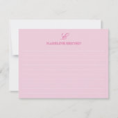 Leicht rosa Monogramm Mitteilungskarte (Vorderseite)
