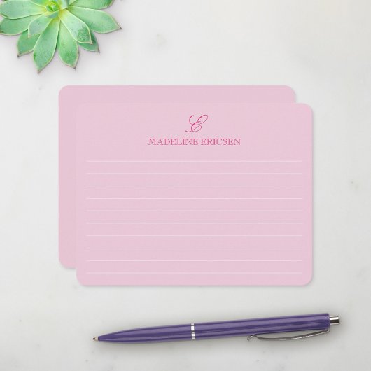 Leicht rosa Monogramm Mitteilungskarte