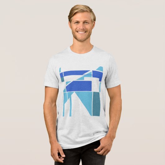 Leicht & Royal Bluer Aquamarin Geometric MCM Desig Tri-Blend Shirt (Vorderseite voll)