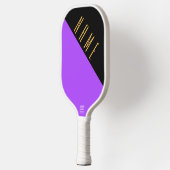 Leicht schwarzer Lila Diagonalblock-Text Pickleball Schläger (Links)