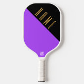 Leicht schwarzer Lila Diagonalblock-Text Pickleball Schläger (Rückseite)